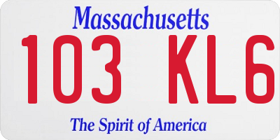 MA license plate 103KL6