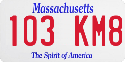 MA license plate 103KM8