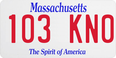 MA license plate 103KN0