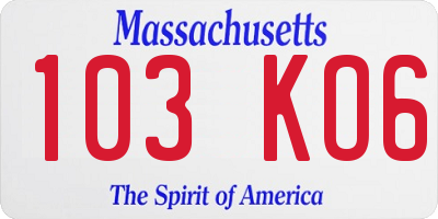 MA license plate 103KO6