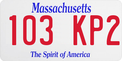 MA license plate 103KP2