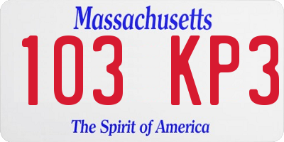 MA license plate 103KP3