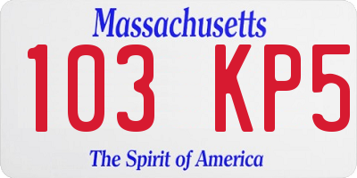 MA license plate 103KP5