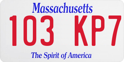 MA license plate 103KP7