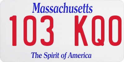 MA license plate 103KQ0