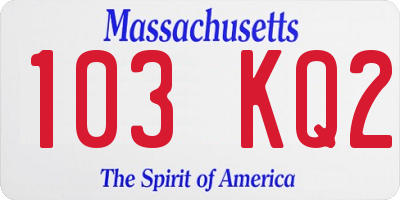 MA license plate 103KQ2