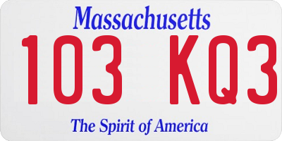 MA license plate 103KQ3