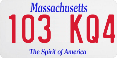 MA license plate 103KQ4