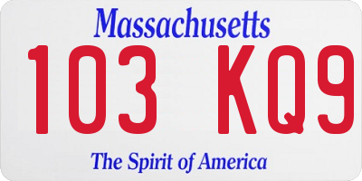 MA license plate 103KQ9