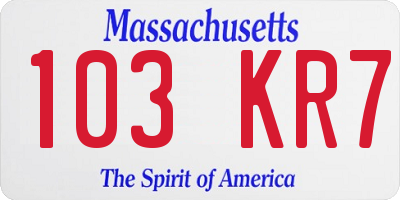 MA license plate 103KR7
