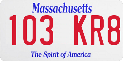 MA license plate 103KR8