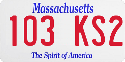 MA license plate 103KS2