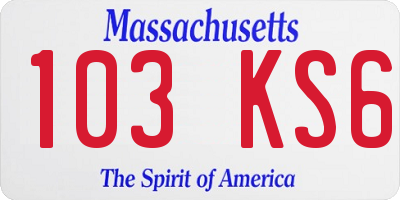 MA license plate 103KS6