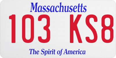 MA license plate 103KS8