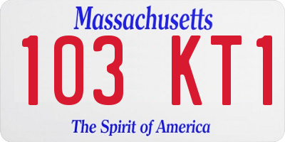 MA license plate 103KT1