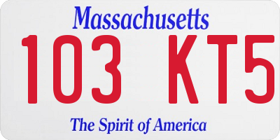 MA license plate 103KT5