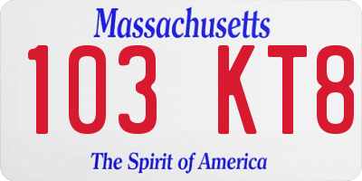 MA license plate 103KT8