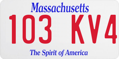 MA license plate 103KV4