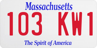 MA license plate 103KW1