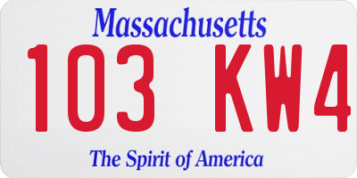 MA license plate 103KW4