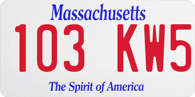 MA license plate 103KW5