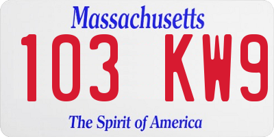 MA license plate 103KW9