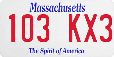 MA license plate 103KX3