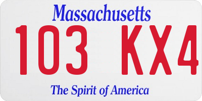 MA license plate 103KX4
