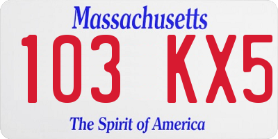 MA license plate 103KX5