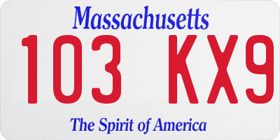 MA license plate 103KX9