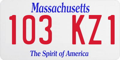 MA license plate 103KZ1