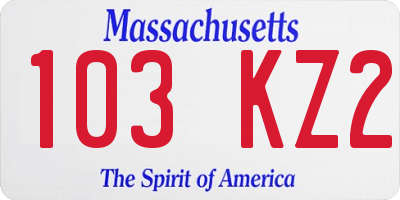 MA license plate 103KZ2