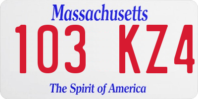 MA license plate 103KZ4