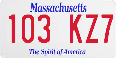 MA license plate 103KZ7