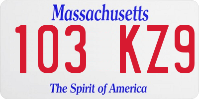 MA license plate 103KZ9
