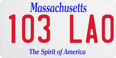 MA license plate 103LA0