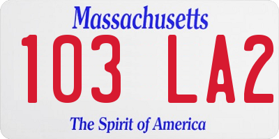 MA license plate 103LA2