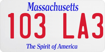 MA license plate 103LA3