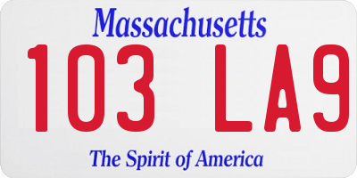 MA license plate 103LA9