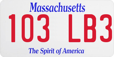 MA license plate 103LB3