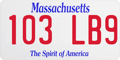 MA license plate 103LB9