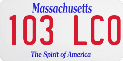 MA license plate 103LC0