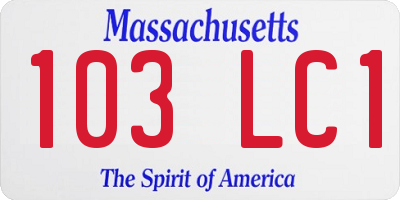 MA license plate 103LC1