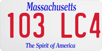 MA license plate 103LC4