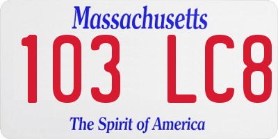 MA license plate 103LC8