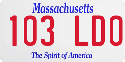 MA license plate 103LD0