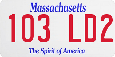 MA license plate 103LD2