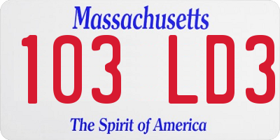 MA license plate 103LD3