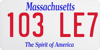 MA license plate 103LE7