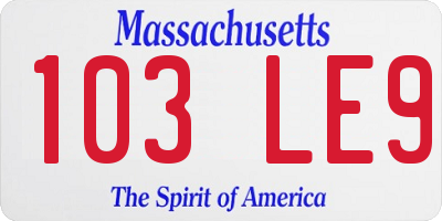 MA license plate 103LE9